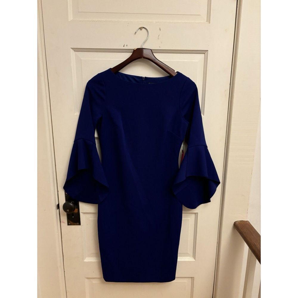 Vince Camino Navy Boatneck Bell Sleeve Dress Size 4 NWT $128
